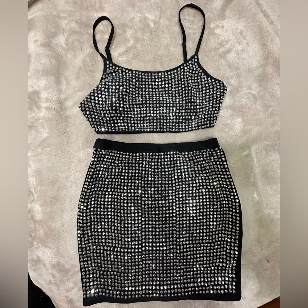 Fashion Nova Rhinestone 2 Piece Set